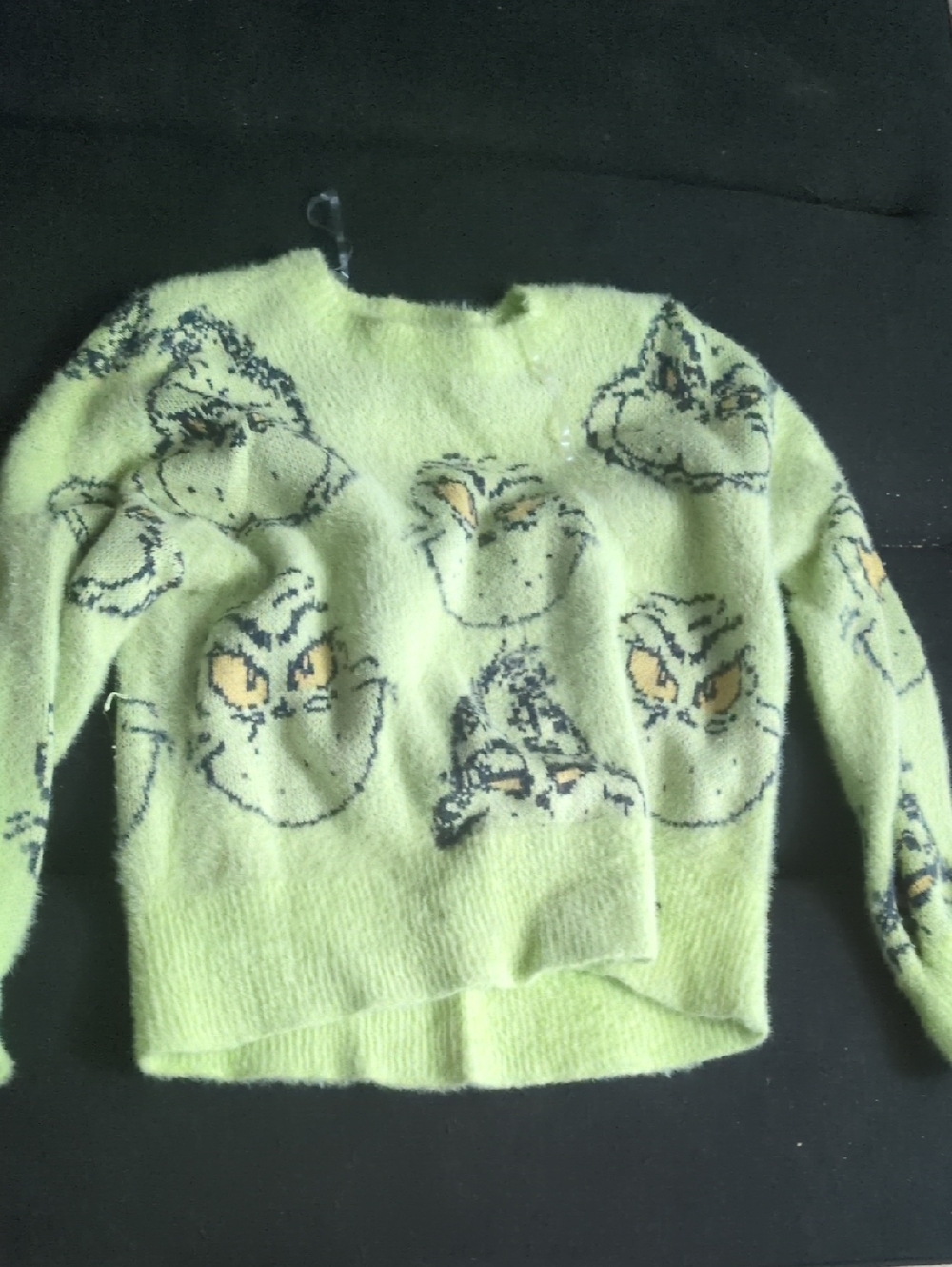 Cozy Green Graphic Grinch-Inspired Fuzzy Sweater